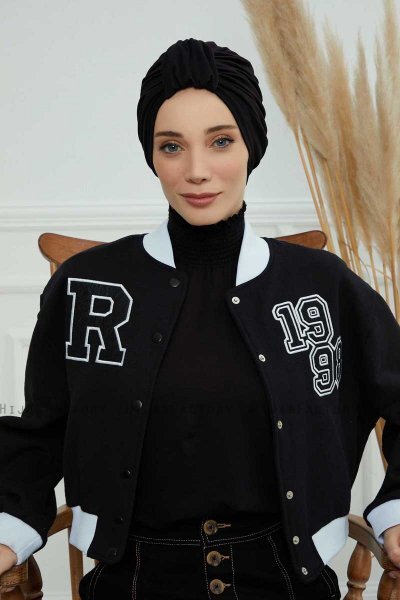 Laura - Black Cotton Turban