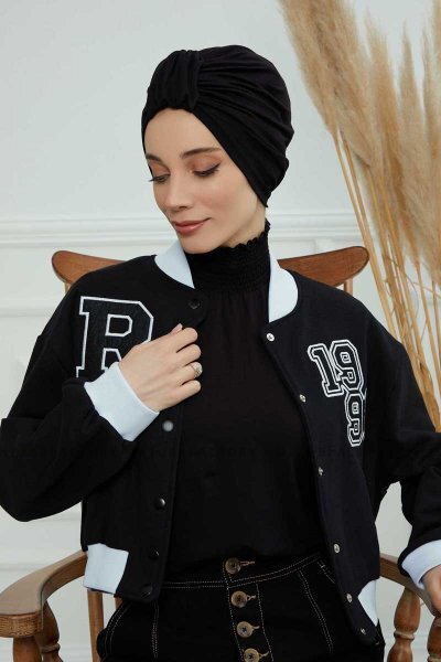 Laura - Black Cotton Turban