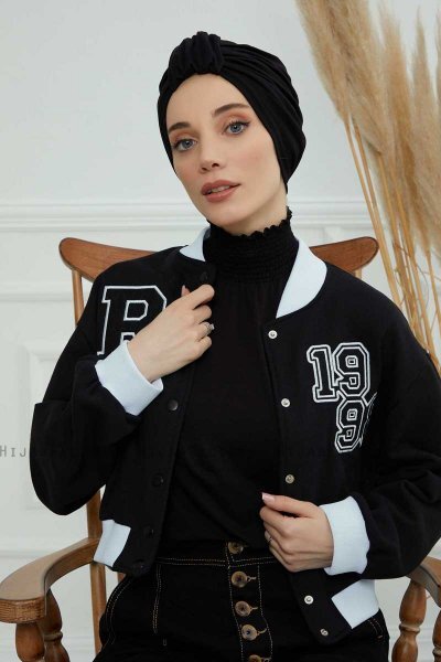 Laura - Black Cotton Turban