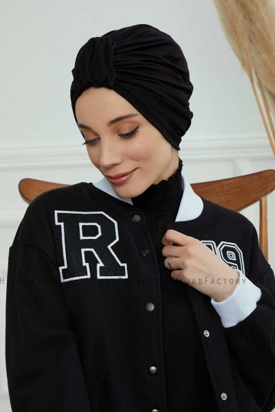 Laura - Black Cotton Turban