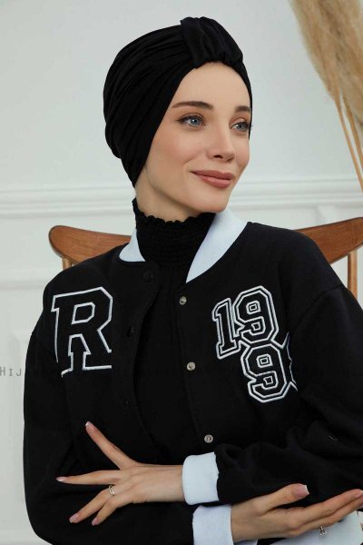 Laura - Black Cotton Turban