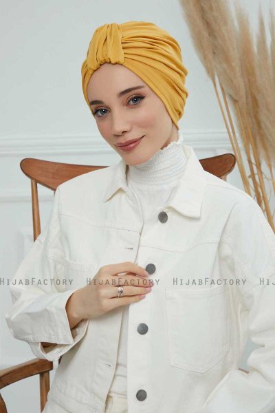 Laura - Mustard Cotton Turban