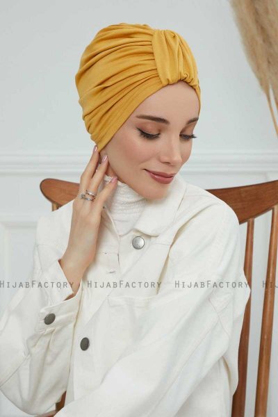 Laura - Mustard Cotton Turban