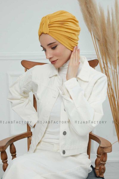 Laura - Mustard Cotton Turban