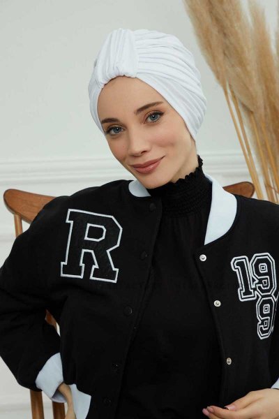 Laura - White Cotton Turban