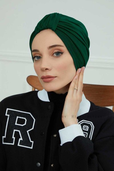 Laura - Dark Green Cotton Turban
