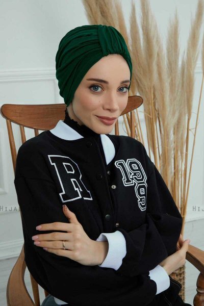 Laura - Dark Green Cotton Turban