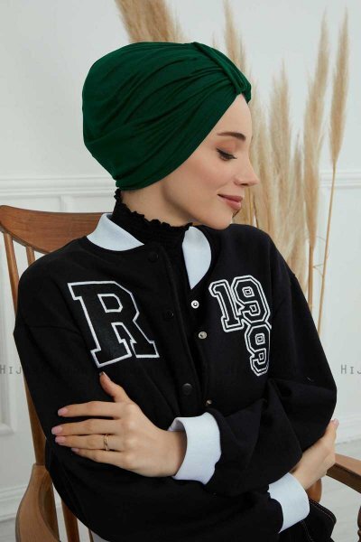 Laura - Dark Green Cotton Turban