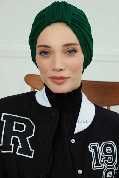 Laura - Dark Green Cotton Turban