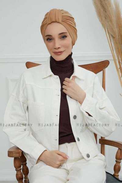 Laura - Light Brown Cotton Turban