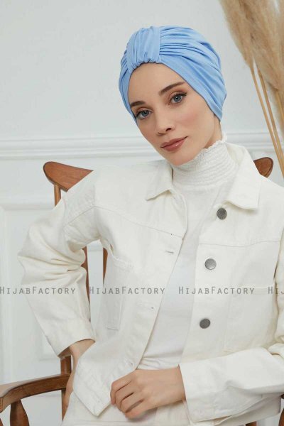 Laura - Sky Blue Cotton Turban