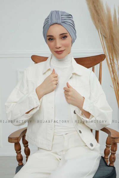 Laura - Light Grey Cotton Turban