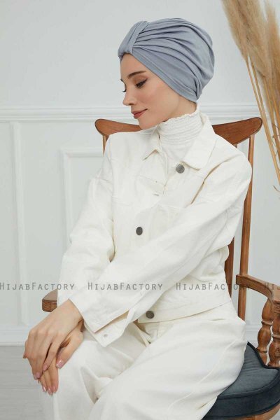Laura - Light Grey Cotton Turban