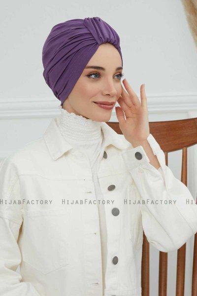Laura - Violet Cotton Turban