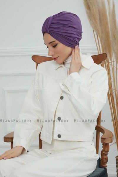 Laura - Violet Cotton Turban