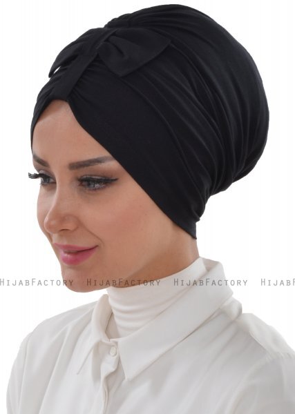 Agnes - Black Cotton Turban - Ayse Turban