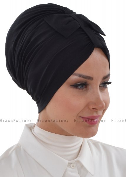 Agnes - Black Cotton Turban - Ayse Turban