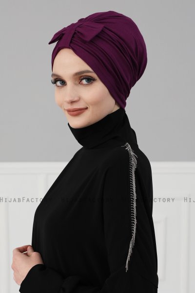 Agnes - Purple Cotton Turban - Ayse Turban