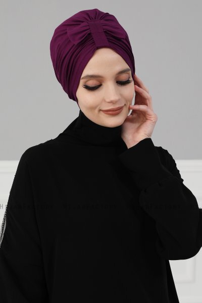 Agnes - Purple Cotton Turban - Ayse Turban