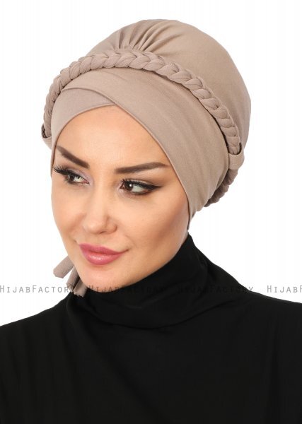Olivia - Taupe Cotton Turban - Ayse Turban