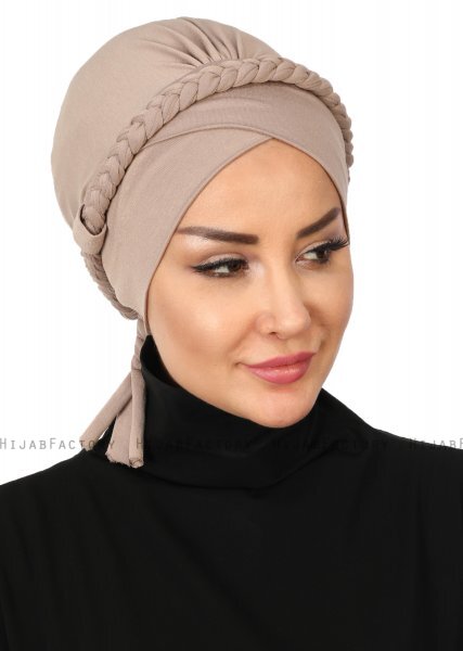 Olivia - Taupe Cotton Turban - Ayse Turban