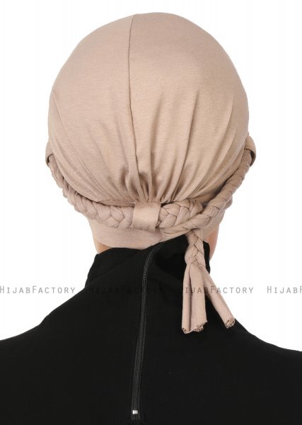 Olivia - Taupe Cotton Turban - Ayse Turban