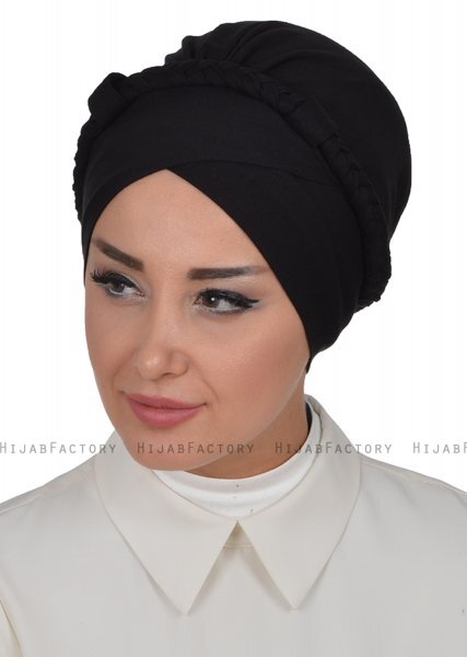 Olivia - Black Cotton Turban - Ayse Turban