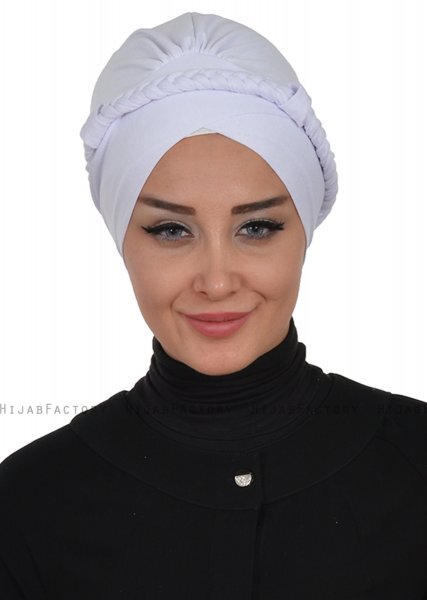 Olivia - White Cotton Turban - Ayse Turban