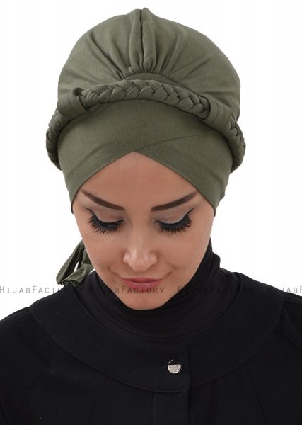 Olivia - Khaki Cotton Turban - Ayse Turban