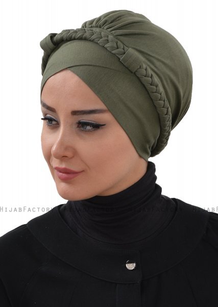 Olivia - Khaki Cotton Turban - Ayse Turban