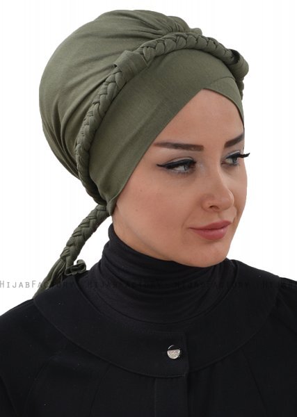 Olivia - Khaki Cotton Turban - Ayse Turban