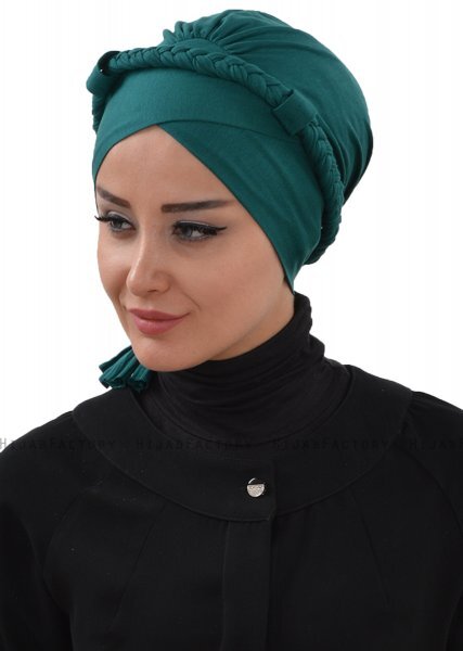 Olivia - Dark Green Cotton Turban - Ayse Turban