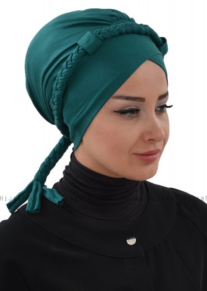 Olivia - Dark Green Cotton Turban - Ayse Turban