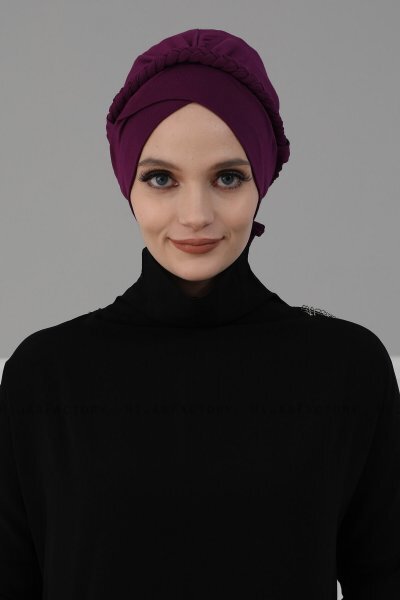 Olivia - Purple Cotton Turban - Ayse Turban