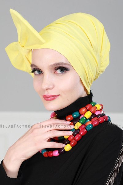 Julia - Yellow Cotton Turban - Ayse Turban