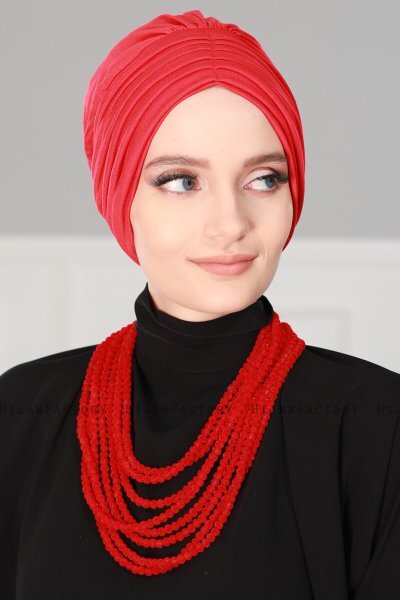 Wilma - Red Cotton Turban - Ayse Turban