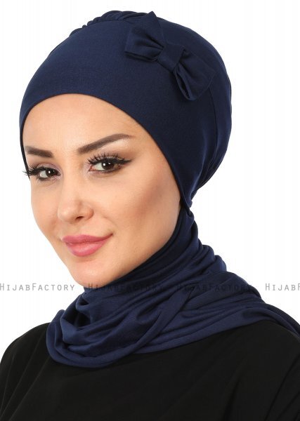 Bianca - Navy Blue Cotton Turban