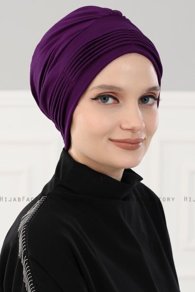 Linda - Purple Cotton Turban - Ayse Turban