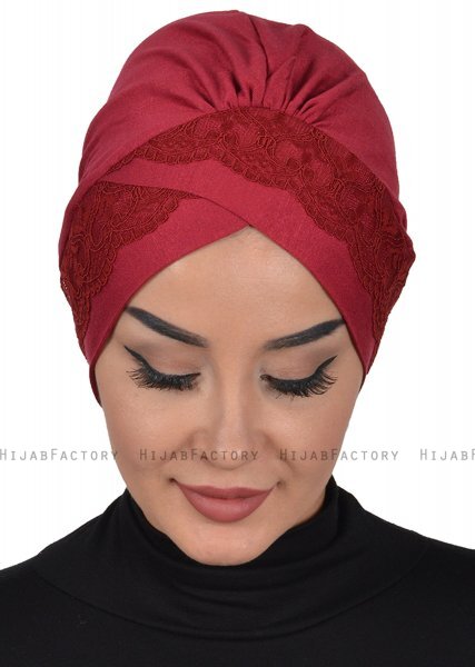 Molly - Bordeaux Lace Cotton Turban