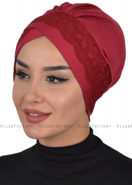 Molly - Bordeaux Lace Cotton Turban