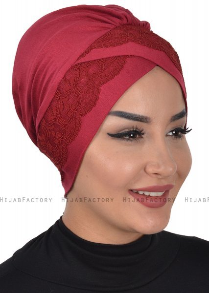 Molly - Bordeaux Lace Cotton Turban