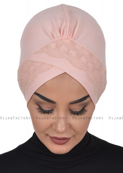 Molly - Dusty Pink Lace Cotton Turban