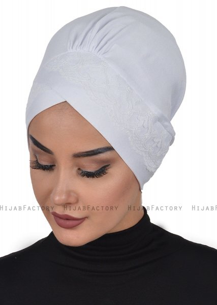 Molly - White Lace Cotton Turban