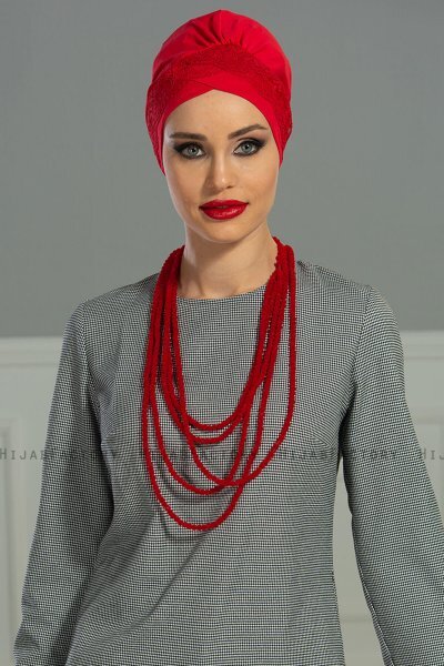 Molly - Red Lace Cotton Turban
