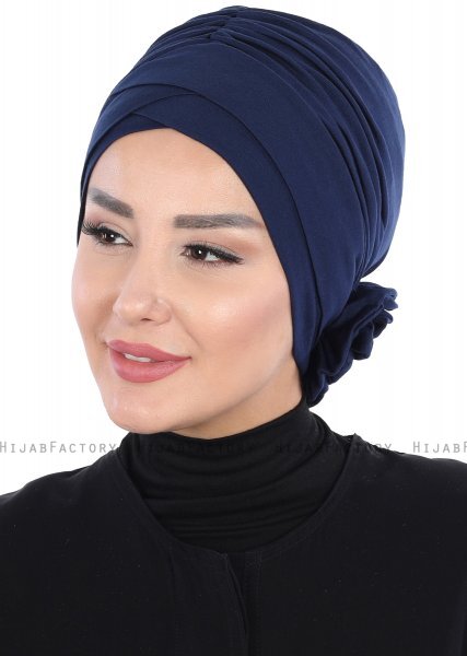 Elisabeth - Navy Blue Cotton Turban