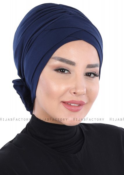 Elisabeth - Navy Blue Cotton Turban