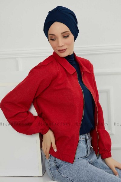 Ellie - Navy Blue Cotton Turban