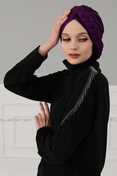 Theresa - Purple Cotton Turban - Ayse Turban