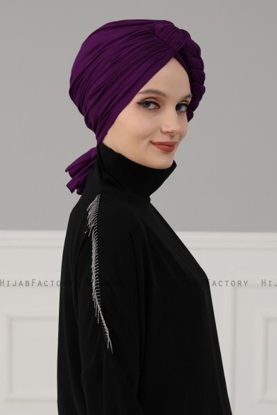 Theresa - Purple Cotton Turban - Ayse Turban