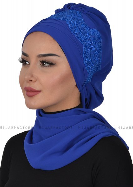 Celine - Blue Chiffon Turban - Ayse Turban